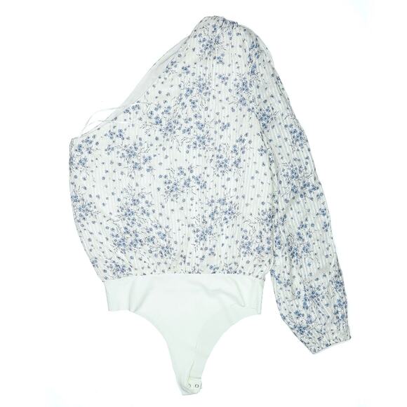 CAMI NYC Lenore Cotton Silk One Shoulder Floral Stripe Bodysuit S - Picture 6 of 10